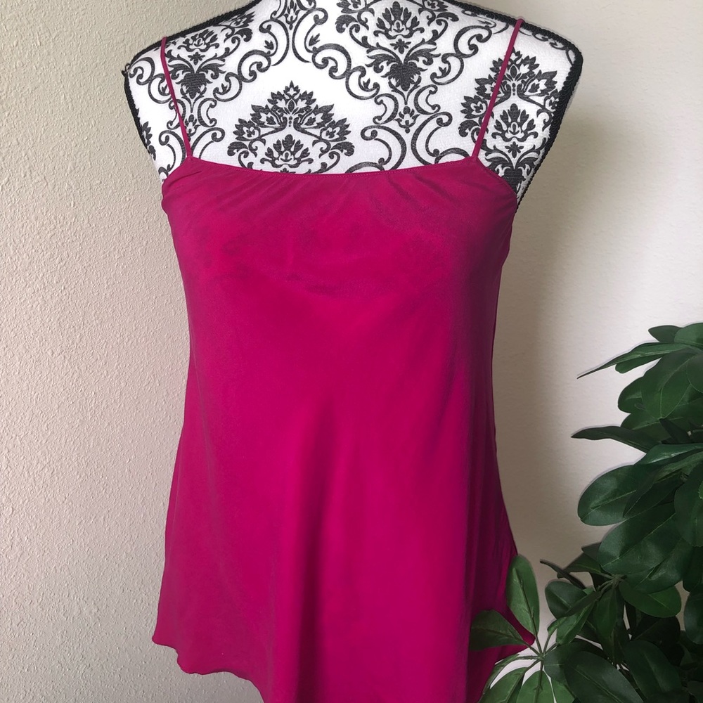 DVF Magenta Spaghetti Strap Silk Tank